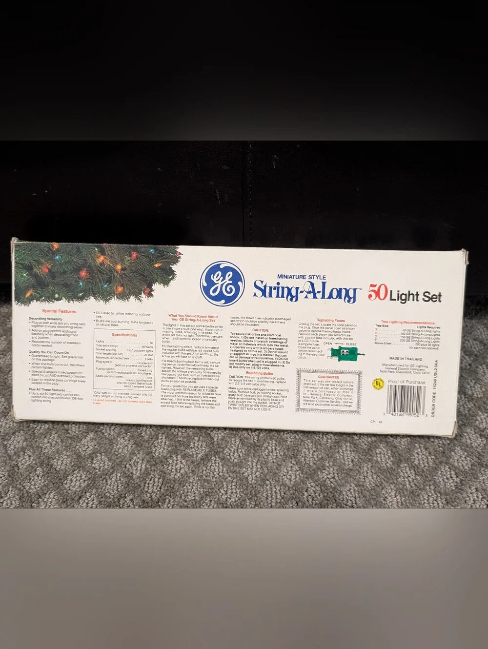 NEW IN BOX 1980's GE String-A-Long 50 Multicolor Nostalgic Mini Christmas Lights